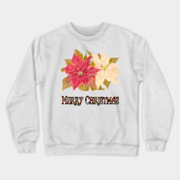 Poinsettias Merry Christmas Crewneck Sweatshirt by Ezhael